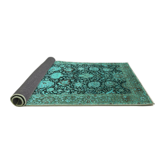 Sideview of Oriental Turquoise Industrial Rug, urb1512turq