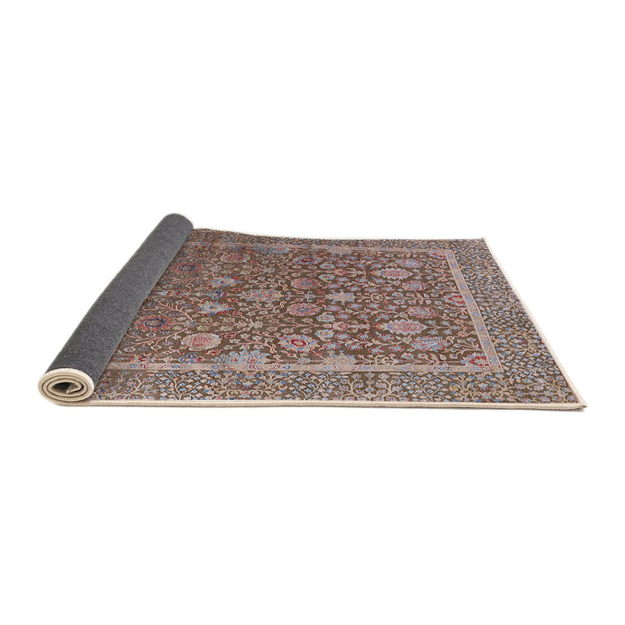 Sideview of Mid-Century Modern Khaki Rose Pink Oriental Rug, urb1513