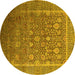 Round Oriental Yellow Industrial Rug, urb1513yw