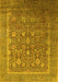 Machine Washable Oriental Yellow Industrial Rug, wshurb1513yw