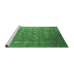 Sideview of Machine Washable Oriental Emerald Green Industrial Area Rugs, wshurb1513emgrn