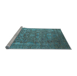 Sideview of Machine Washable Oriental Light Blue Industrial Rug, wshurb1513lblu