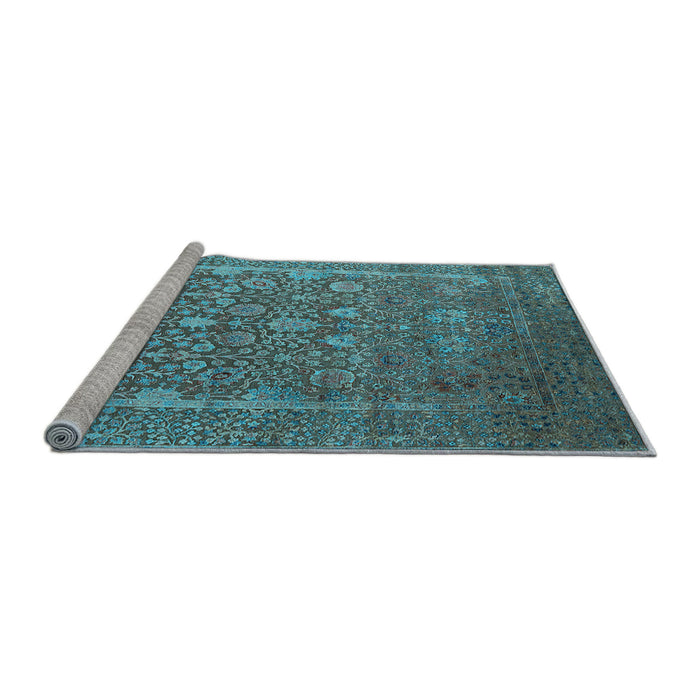 Sideview of Machine Washable Oriental Light Blue Industrial Rug, wshurb1513lblu