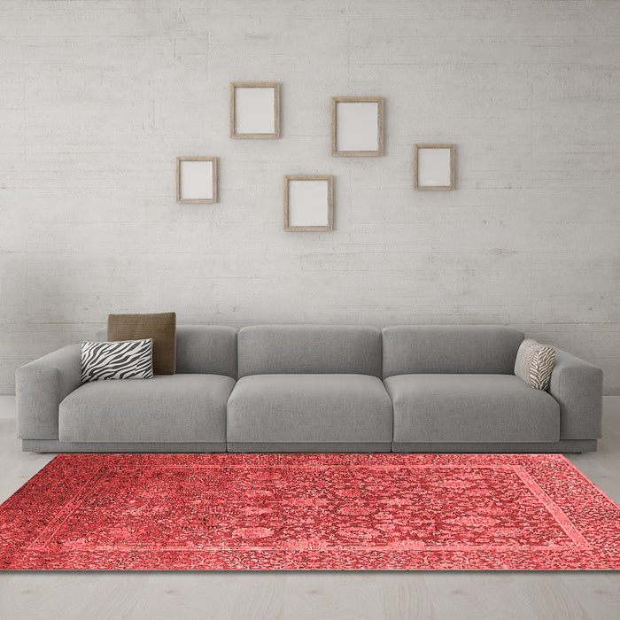 Industrial Red Washable Rugs