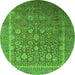 Round Oriental Green Industrial Rug, urb1513grn