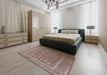 Machine Washable Industrial Modern Khaki Rose Pink Rug in a Bedroom, wshurb1513