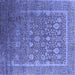 Square Machine Washable Oriental Blue Industrial Rug, wshurb1513blu