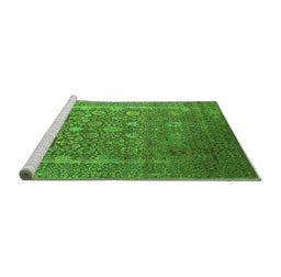 Sideview of Machine Washable Oriental Green Industrial Area Rugs, wshurb1513grn