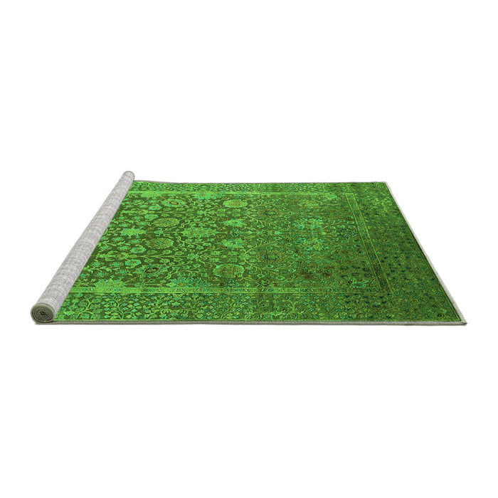 Sideview of Machine Washable Oriental Green Industrial Area Rugs, wshurb1513grn