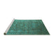 Sideview of Machine Washable Oriental Turquoise Industrial Area Rugs, wshurb1513turq