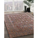 Mid-Century Modern Khaki Rose Pink Oriental Rug in Family Room, urb1513