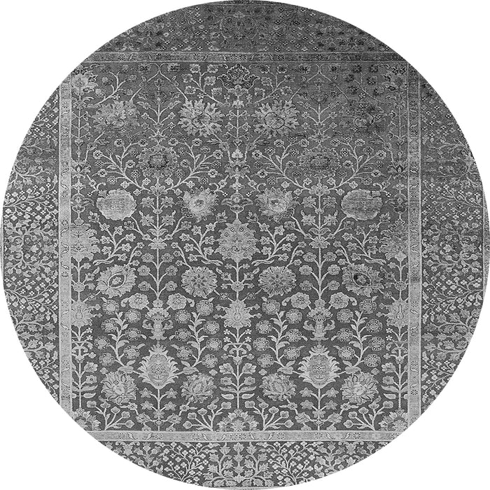 Round Machine Washable Oriental Gray Industrial Rug, wshurb1513gry