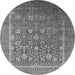 Round Machine Washable Oriental Gray Industrial Rug, wshurb1513gry