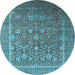 Round Oriental Light Blue Industrial Rug, urb1513lblu