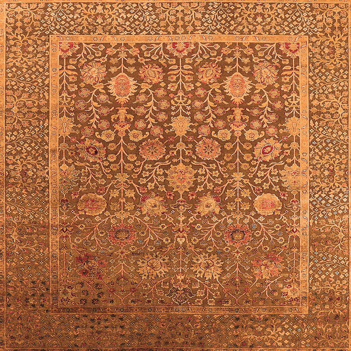 Square Machine Washable Oriental Orange Industrial Area Rugs, wshurb1513org
