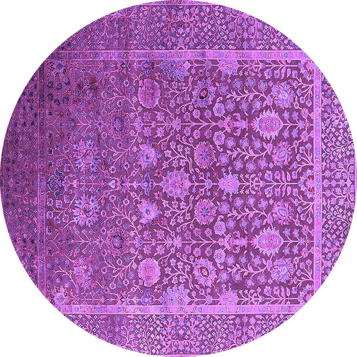 Round Machine Washable Oriental Purple Industrial Area Rugs, wshurb1513pur