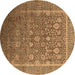 Round Oriental Brown Industrial Rug, urb1513brn