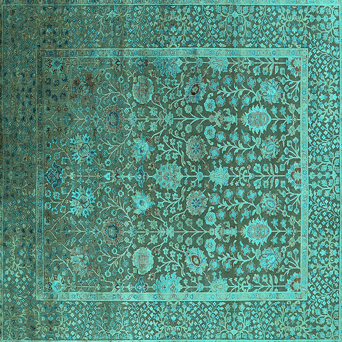 Square Oriental Turquoise Industrial Rug, urb1513turq