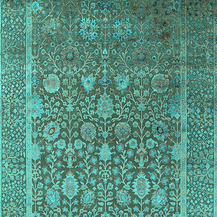 Machine Washable Oriental Turquoise Industrial Area Rugs, wshurb1513turq