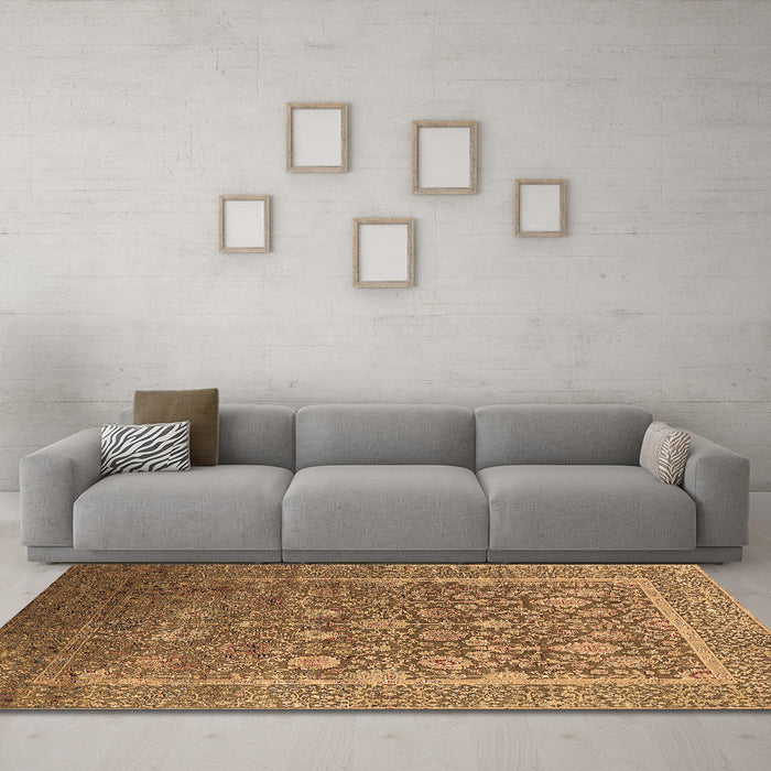 Machine Washable Oriental Brown Industrial Rug in a Living Room,, wshurb1513brn