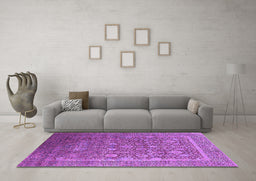 Machine Washable Oriental Purple Industrial Area Rugs in a Living Room, wshurb1513pur