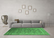 Machine Washable Oriental Emerald Green Industrial Area Rugs in a Living Room,, wshurb1513emgrn