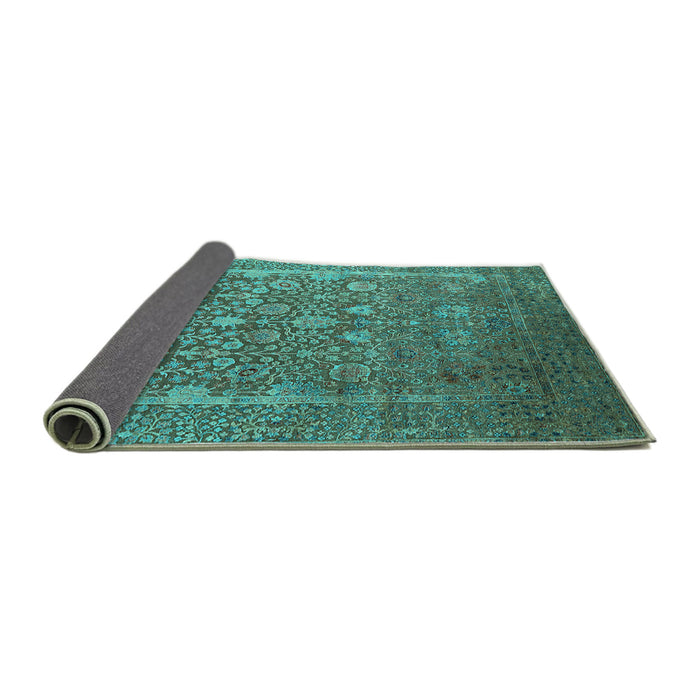 Sideview of Oriental Turquoise Industrial Rug, urb1513turq