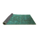 Sideview of Oriental Turquoise Industrial Rug, urb1513turq