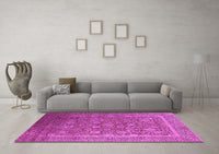 Machine Washable Oriental Pink Industrial Rug, wshurb1513pnk