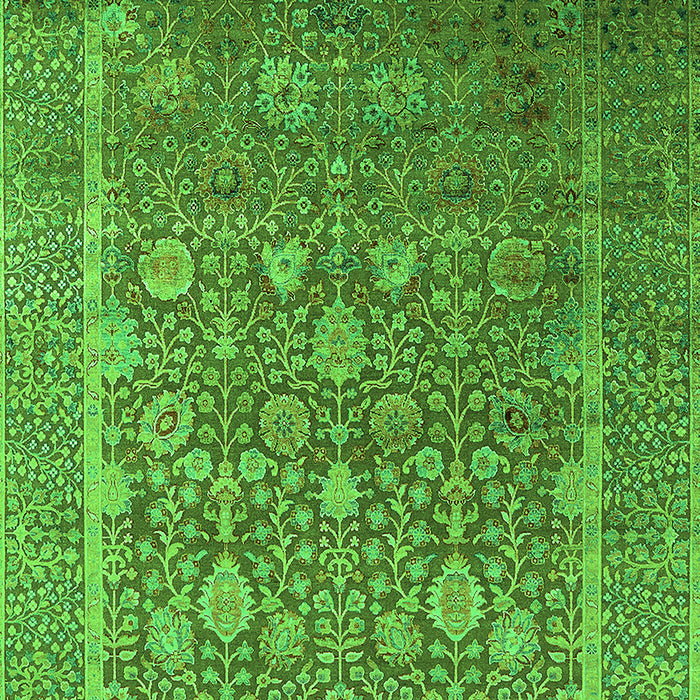 Machine Washable Oriental Green Industrial Area Rugs, wshurb1513grn