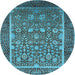 Round Oriental Light Blue Industrial Rug, urb1514lblu