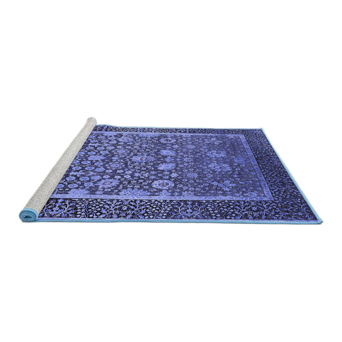 Sideview of Machine Washable Oriental Blue Industrial Rug, wshurb1514blu
