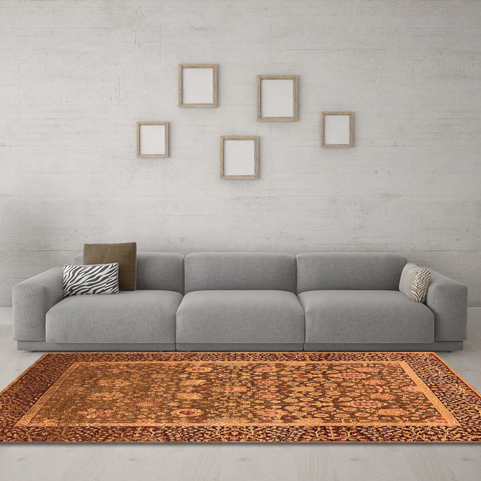 Machine Washable Oriental Orange Industrial Area Rugs in a Living Room, wshurb1514org