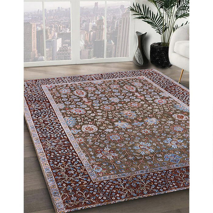 Machine Washable Industrial Modern Red Brown Rug in a Family Room, wshurb1514
