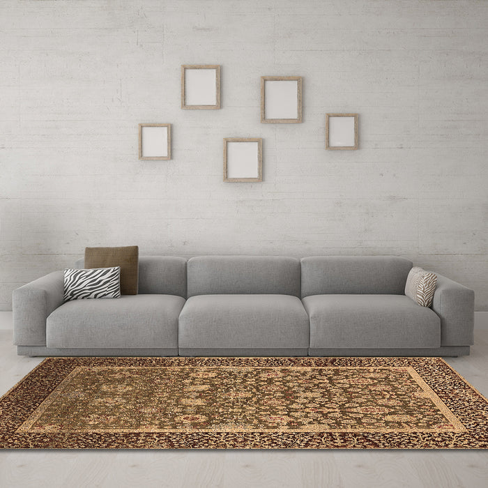 Machine Washable Oriental Brown Industrial Rug in a Living Room,, wshurb1514brn