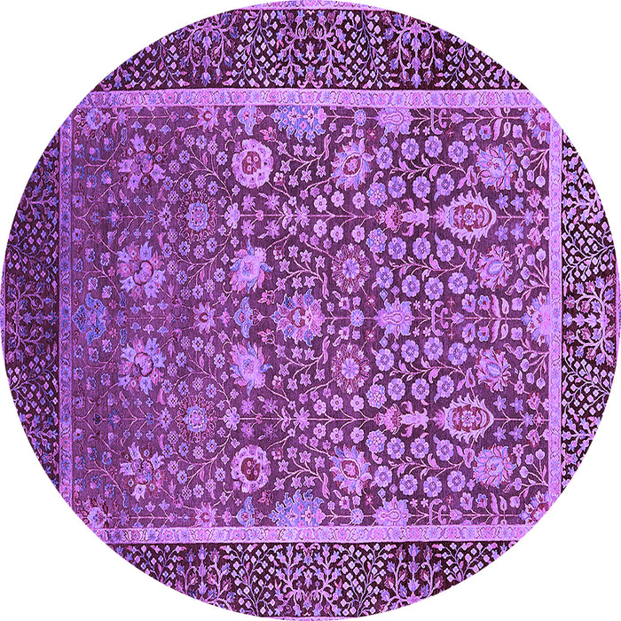 Round Machine Washable Oriental Purple Industrial Area Rugs, wshurb1514pur