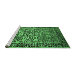 Sideview of Machine Washable Oriental Emerald Green Industrial Area Rugs, wshurb1514emgrn