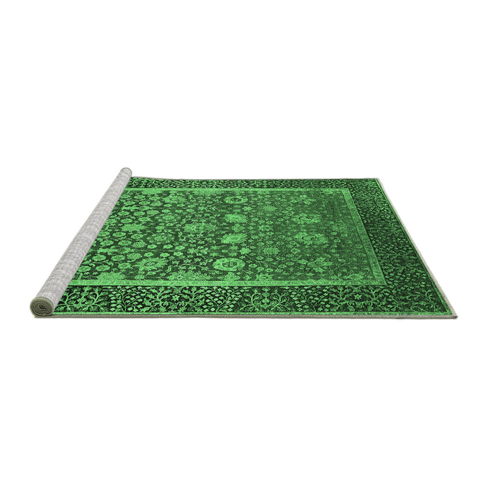 Sideview of Machine Washable Oriental Emerald Green Industrial Area Rugs, wshurb1514emgrn