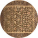 Round Machine Washable Oriental Brown Industrial Rug, wshurb1514brn