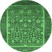 Round Oriental Emerald Green Industrial Rug, urb1514emgrn