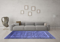 Machine Washable Oriental Blue Industrial Rug, wshurb1514blu