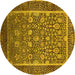 Round Oriental Yellow Industrial Rug, urb1514yw