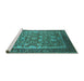 Sideview of Machine Washable Oriental Turquoise Industrial Area Rugs, wshurb1514turq