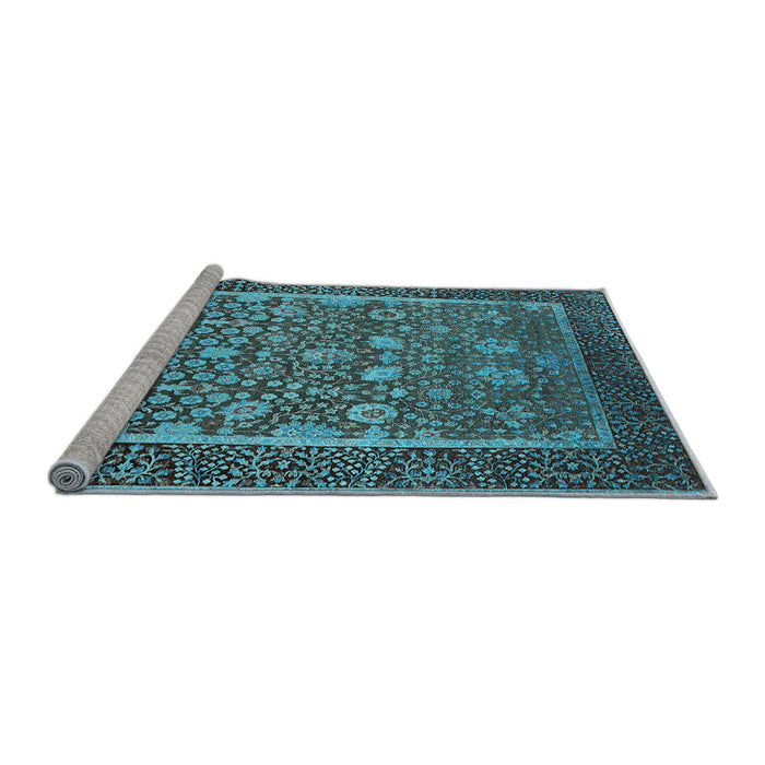 Sideview of Machine Washable Oriental Light Blue Industrial Rug, wshurb1514lblu