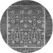 Round Oriental Gray Industrial Rug, urb1514gry