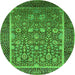 Round Oriental Green Industrial Rug, urb1514grn