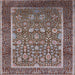 Square Mid-Century Modern Red Brown Oriental Rug, urb1514