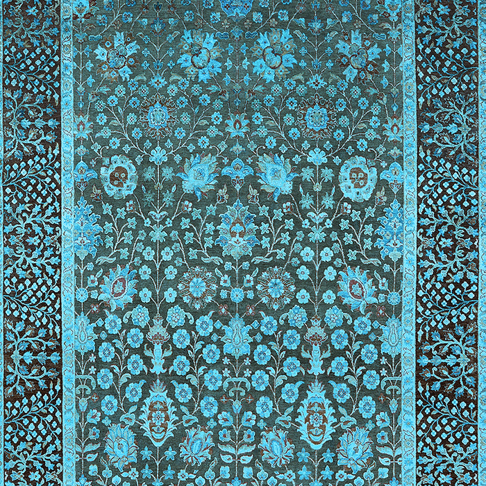 Machine Washable Oriental Light Blue Industrial Rug, wshurb1514lblu