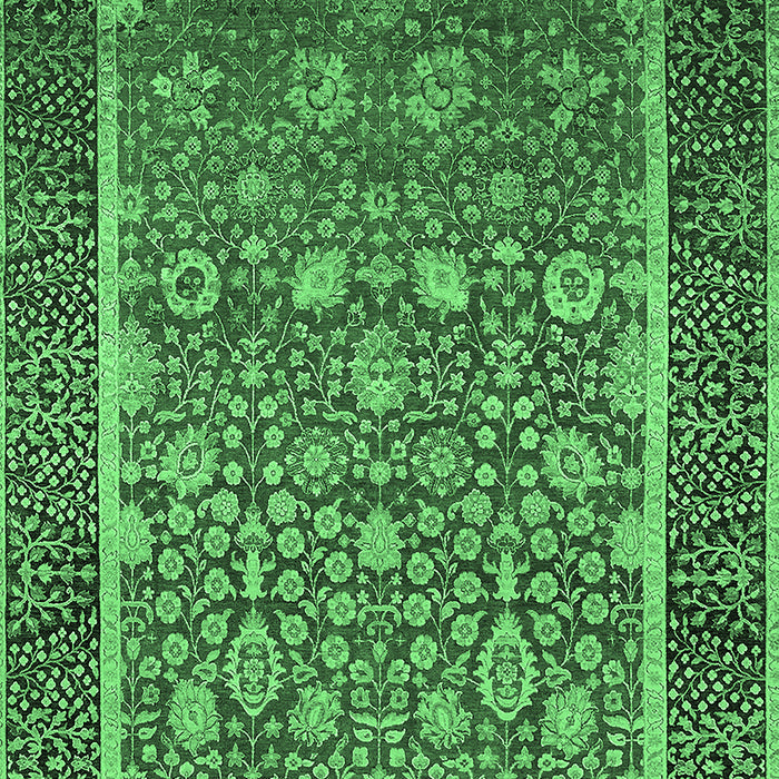 Machine Washable Oriental Emerald Green Industrial Area Rugs, wshurb1514emgrn