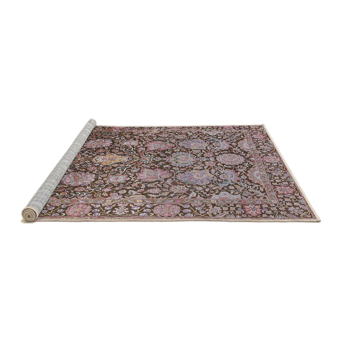 Sideview of Machine Washable Industrial Modern Khaki Rose Pink Rug, wshurb1515